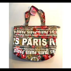PARIS Floral Canvas Tote Bag